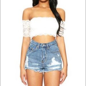 Naked Wardrobe Blue Crush cutoffs